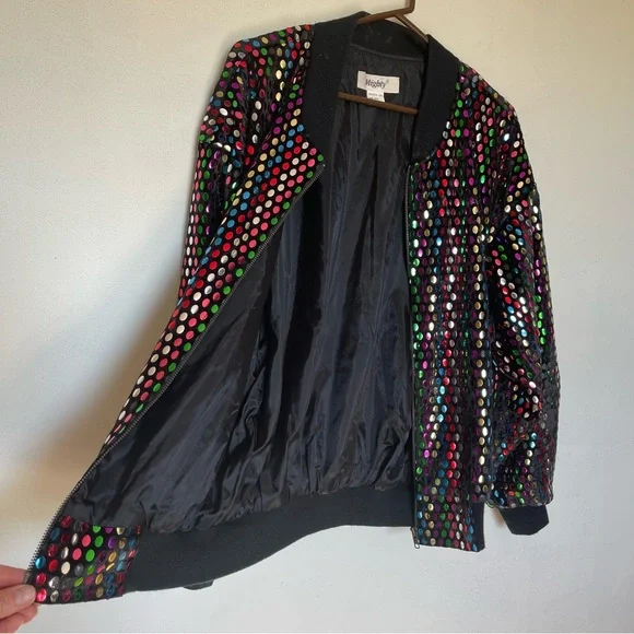 Vintage 80’s Jacket Rainbow Sequins XL. UNISEX - Picture 5 of 8